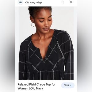Relaxed Plaid Crepe Top for Women
